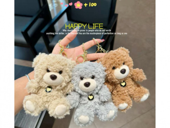 им Медведь арт. 24050-209 Брелок пушистый с медальоном 14 см цвета микс в пак.