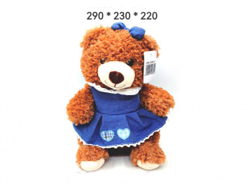 им Зайка арт. DYB-2026-4 Коричневый в синем платье 29 см в пак._