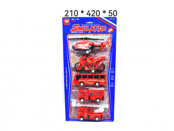 Набор машин арт. 399-37F Пожарная 5 шт на листе_