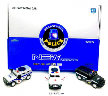 Модель металл. арт. YX6178R-12D Джип ДПС, Скорая (12 шт.) шоубокс_/24шт./