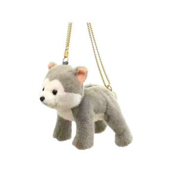 им Сумка арт. 209432 На цепочке Собака хаски серая 20 см в пак.