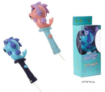 Пистолет арт. DF-6068 Дельфин в наушниках и мыльные пузыри свет, звук, цвета микс в кор.•