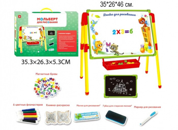 Доска для рисования арт. R1714A Мольберт с магнит. буквами и цифрами в кор.•/36шт./