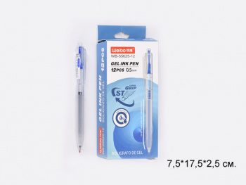 кц_Ручка гелевая арт. WB-55625-12 Набор 12 шт. Автомат синяя 0,5 мм в голубой кор.
