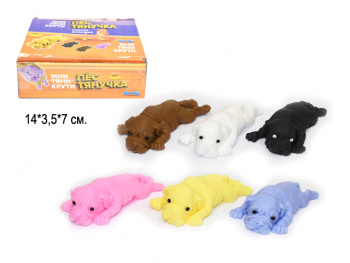 Антистресс арт. UVP-0005 Собака мопс 15 см цвета микс, песок (6 шт.) упаковка