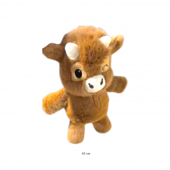 им Бычок арт. 268-2-4-209 Коричневый подмигивает Бегающий 45 см в пак.