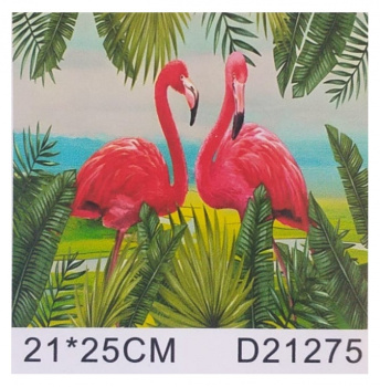 Алмазная мозаика арт. D21275 Пара фламинго 21*25 не полная выкладка на картоне