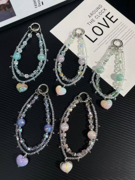 Брелок-подвеска арт. 209394 Двойной с подвеской-сердцем 1 шт цвета микс в пак.