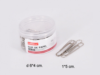 кц_Скрепки канц. арт. WB-2031 Металл 50мм Набор 40 шт. в банке