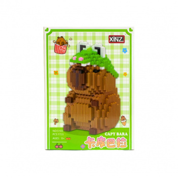 Конструктор арт. 5103-805 Микро Капибара в шапке-лягушке 1723 дет. в кор.