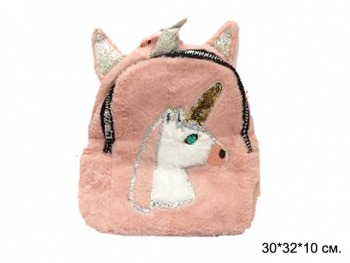Рюкзак арт. MD-929-5 "Единорог" меховой с ушками в пак._
