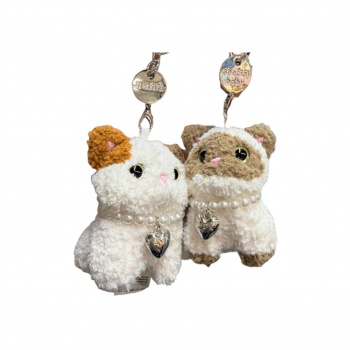 им Кошка арт. 209961 Кучерявая с жемчужными бусами 8 см ароматизированный в пак.