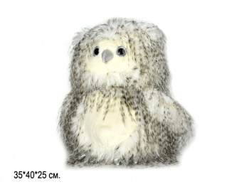 им Сова арт. 209257 Пестрая мохнатая светлое брюшко 40 см в пак.