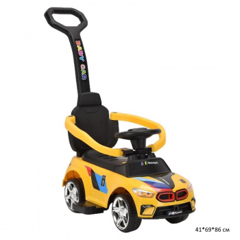 Толокар арт. 908-4 каталка с родительской ручкой. ограничителями свет, звук ЖЕЛТЫЙ в кор.67*30*33