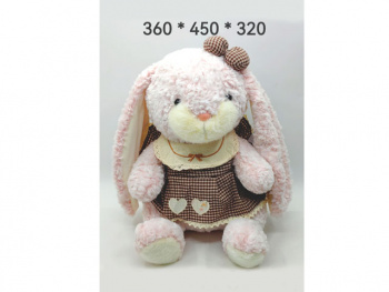 им Зайка арт. DYB-2026-5 Розовый в коричневом платье 45 см в пак._