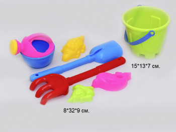 Песочный набор арт. 179-1 Ведерко, грабли, лопата, лейка 7 предм. в сетке_
