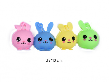 Мяч Антистресс арт. 2218-43 Зайка  на резинке (12 шт.) в кор.=