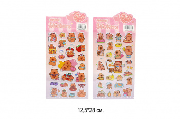 Наклейки арт. LTK-2-805 Объемные Капибара ассорти на листе