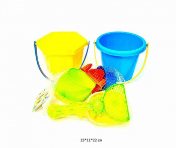 Песочный набор арт. 726-80A Ведерко с лейкой и аксессуарами 6 предм. в сетке_