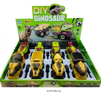 Машина констр. арт. 858-76 "Дино-строитель" с отверткой в ассортименте (8 шт.) в кор.~