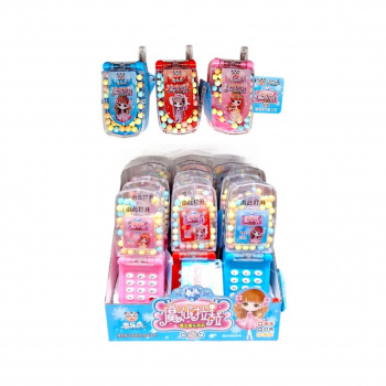 Конфета арт. 040019 Драже "Раскладной телефон музыкальный" вкусы микс 12 г 18 шт. в кор.'