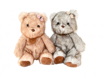 им Медведь арт. 209055 Пестрый с бантом на ухе 30 см цвета микс в пак.